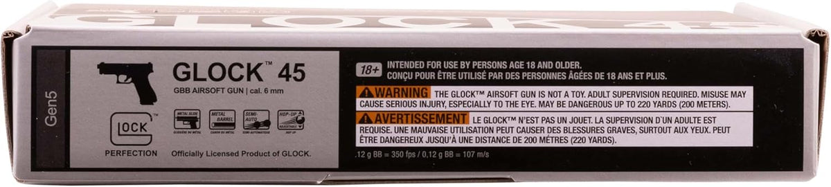 Umarex Elite Force Glock 45 GBB Airsoft Pistol - Realistic Blowback Action, Black Finish