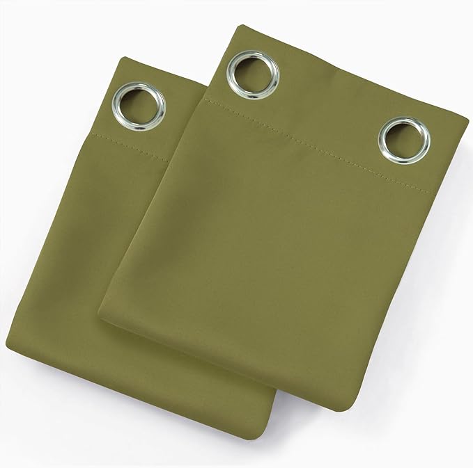 LEMOMO Blackout Curtains 52 x 90 Inch Long Olive Green Curtains Set of 2 Panels