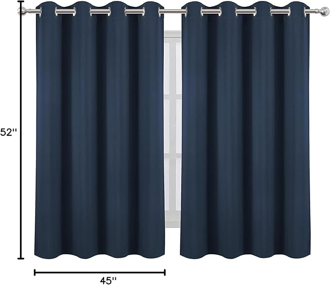 LEMOMO Navy Blue Blackout Curtains/52 x 45 Inch/Set of 2 Panels Room Darkening