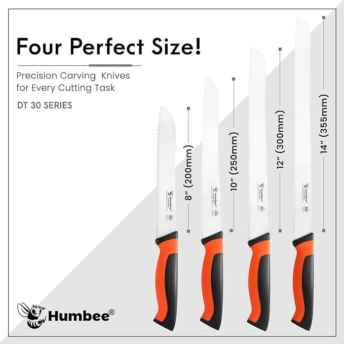 8-Inch Serrated Bread Knife, Premium High Carbon Stainless Steel Blade Knife for Bread with Ergonomic Handle, NSF Certified, DT-30 Series, Orange