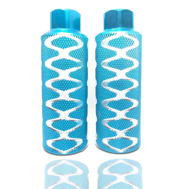 WADEKING Bike Pegs 4.3" Length, Fit 3/8 inch Axles, for Freestyle BMX Bikes and All Kinds of Bicycles, Durable, Stylish Non-Slip Carving(2 Pieces)(Light Blue)