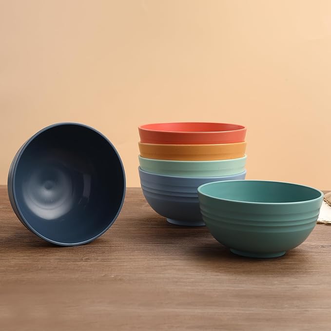 12 Pcs Unbreakable Cereal Bowls Set, 26 Oz Wheat Straw Bowls Set, Microwave & Dishwasher Safe Bowls for Kitchen, Reusable Plastic Bowls for Soup, Salad and Snack, BPA Free, Dark Green
