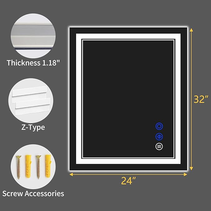 32"x24" LED Bathroom Mirror