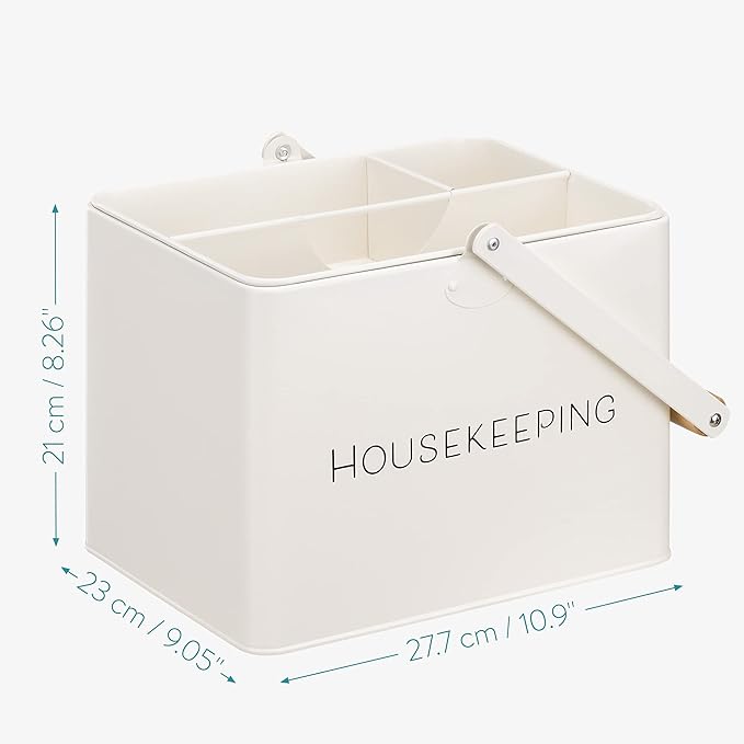 Navaris Cleaning Caddy with Handle - Metal Cleaning Product Storage Organizer Box for Housekeeping Products for Bathroom Kitchen Home - Vintage Design