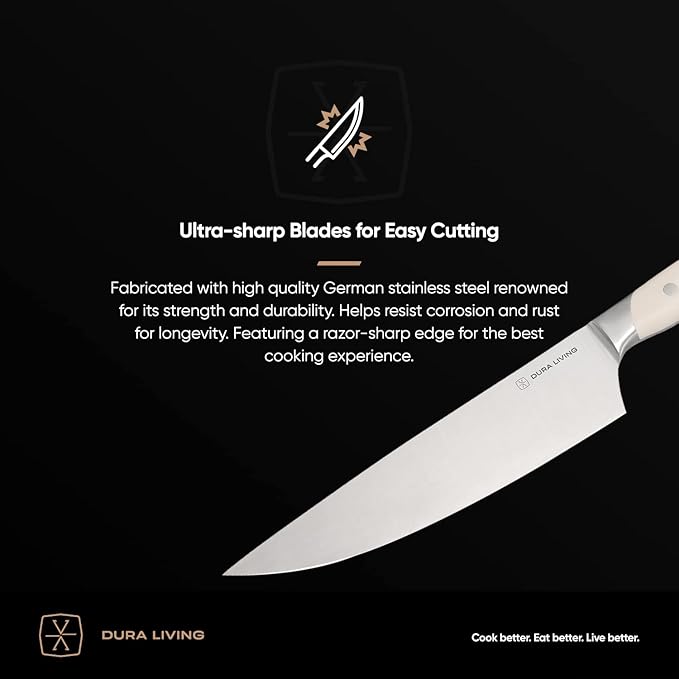 2-Piece Kitchen Knife Set – Ultra Sharp Precision German Stainless Steel Blades, 5” Utility & 3.5” Paring Knife with Ergonomic Handles, Multipurpose for Slicing & Peeling, Cream Handle