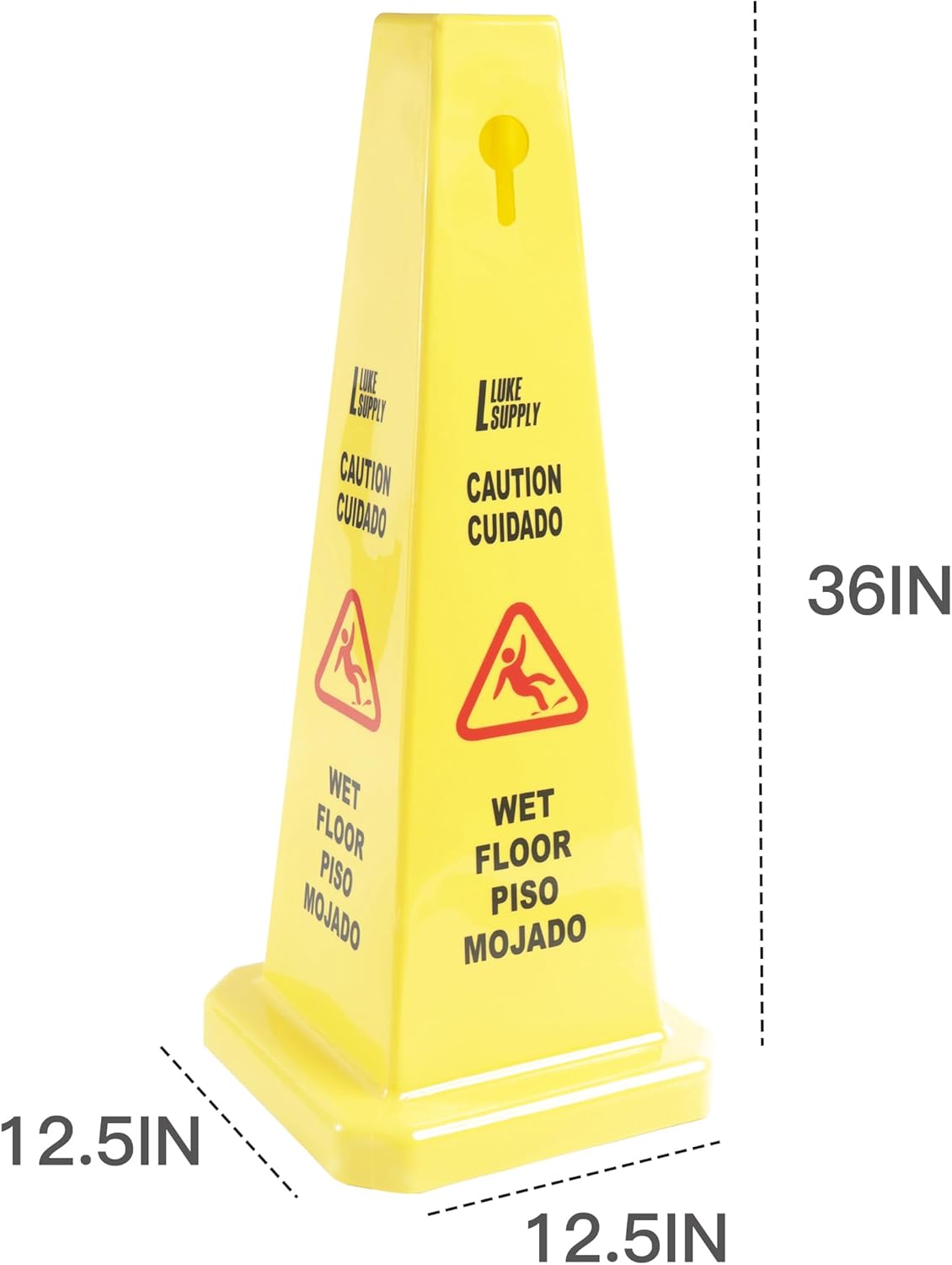 MATTHEW CLEANING 6 Packs 36” Caution Wet Floor Safety Cones for Indoors and Outdoors,Bright Yellow Caution Wet Floor Sign,4-Sided Bilingual Signs,Avoid Fall & Slip Accident