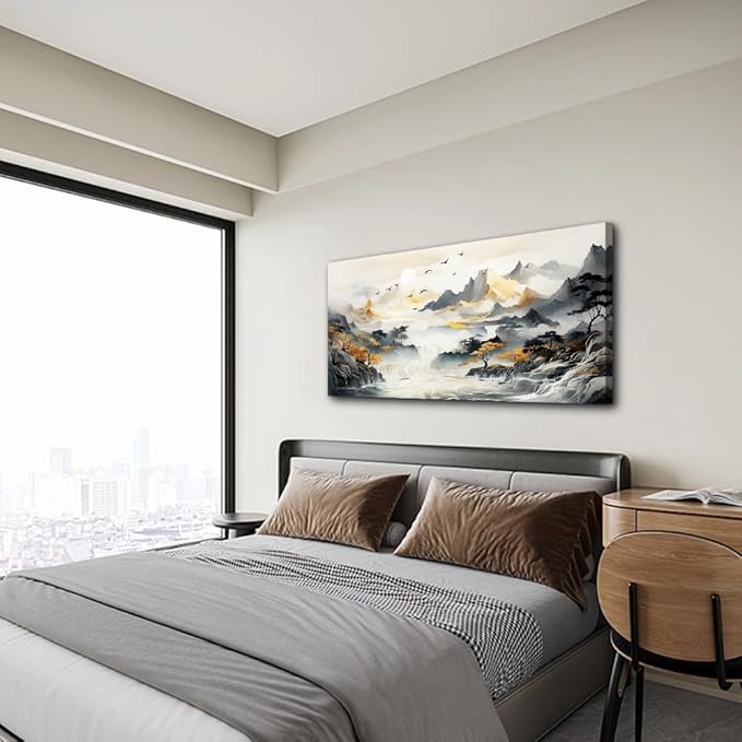 Lapremoly Large Size Wall Art For Living Room Wall Decor For Office Bedroom Wall Decor Abstract Mountain Landscape Canvas Prints Wall Painting Artwork Modern Ready To Hang Home Decorations 20"X40"