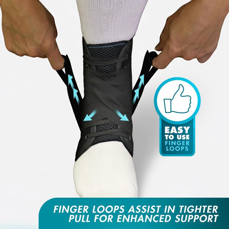 Med Spec ASO Ankle Stabilizer (X-Small, Black) – Lace Up Ankle Brace for Ankle Sprain and Instability, Orthopedic Ankle Support for Men, Women, Adults, Teens and Kids, Sports Injury Recovery, 264011