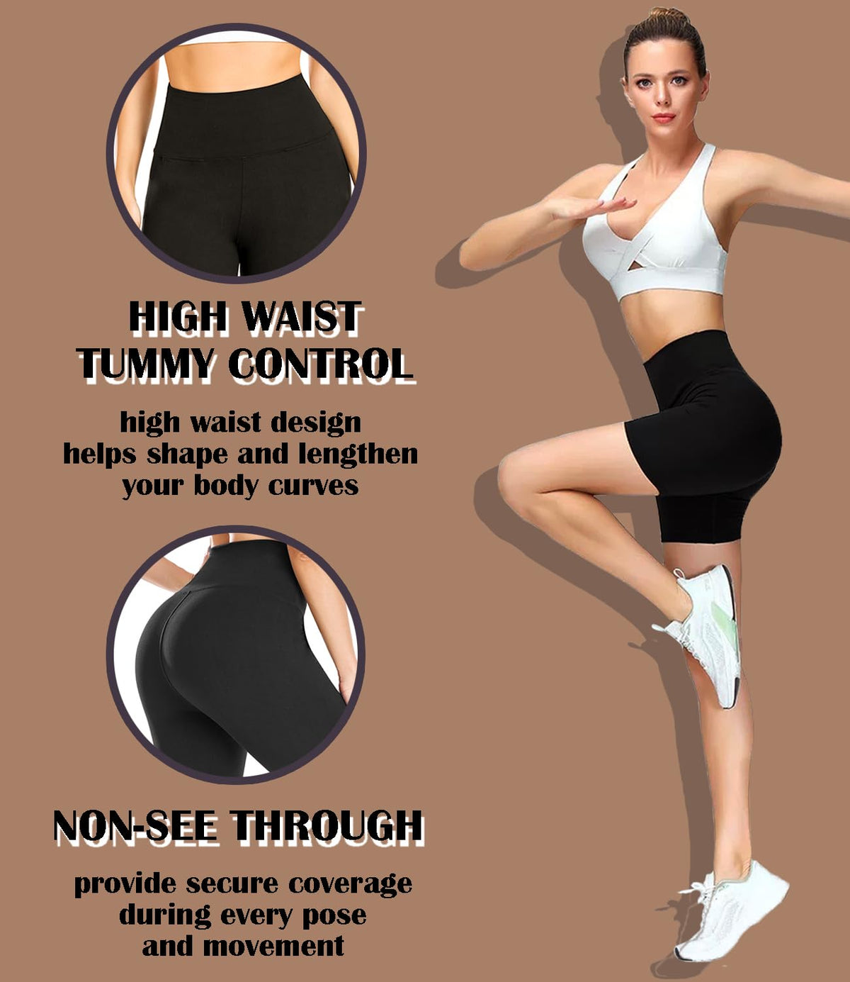FULLSOFT 3 Pack High Waisted Biker Shorts for Women 5" Black Workout Yoga Athletic Spandex Womens Gym Shorts Running Dance Casual Home Outdoors Swim Shorts Gifts(Black,Dark Grey,Navy Blue,L-XL)