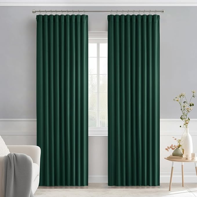 MIULEE Christmas Hunter Green Back Tab Blackout Curtains 84 Inch Length 2