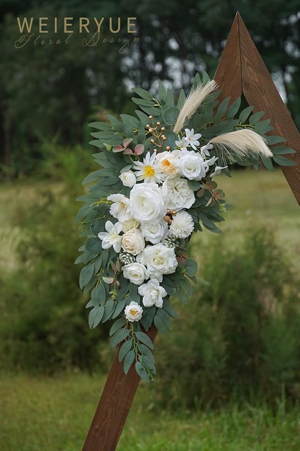 Artificial Wedding Arch Flowers Kit(Pack of 2) for Wedding Arch, Bridal Shower, Ceremony and Reception Backdrop Decoration (Cream & Champagne)