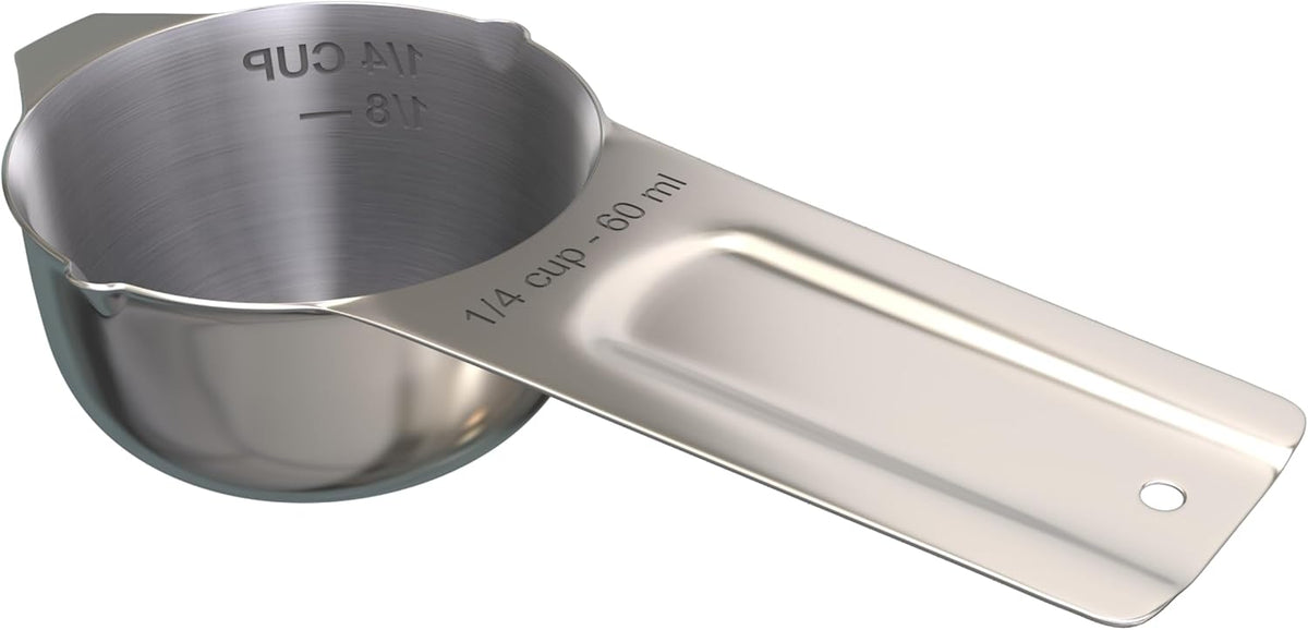 Color Up ¼ Cup Measuring Cup (60 ml) – Premium Chrome Stainless Steel, Accurate for Wet & Dry Ingredients, Embossed Markings, Easy-Pour Spouts, Dishwasher-Safe, Kitchen Essential