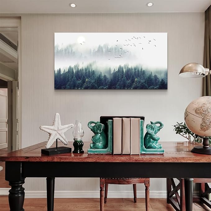 Lapremoly Canvas Framed Wall Art For Living Room Large Wall Decorations For Bedroom Modern Office Mountain Forest Trees Landscape Canvas Art Wall Paintings Ready To Hang Home Decor 24" x 48"inch