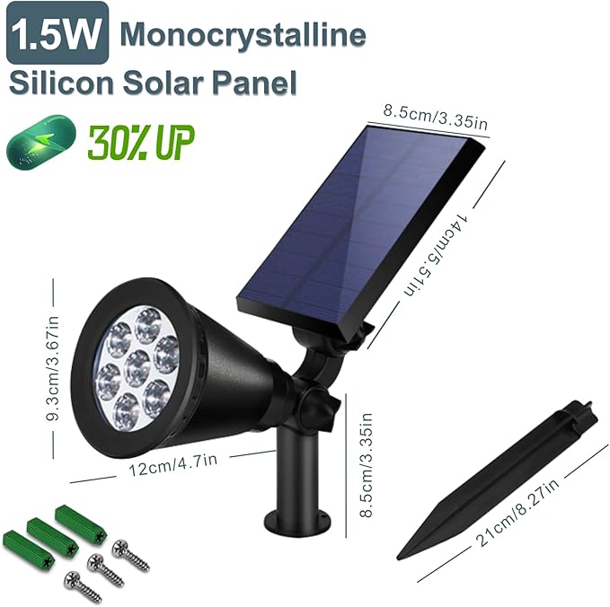 Solar Spotlights Outdoor, 7-LED Flag Pole Spot Lights, RGB Color Changing Solar Powered Landscape Flagpole Light, Dusk-to-Dawn Waterproof Ground Spotlight for Christmas Tree Yard Garden (Multicolored)
