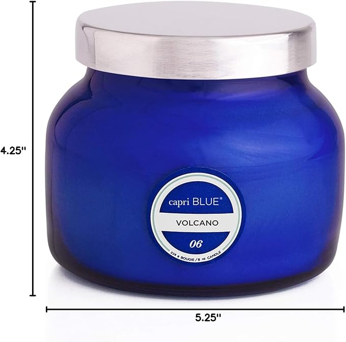 Capri Blue Volcano Scented Candles - Luxury Glass Jar Candles for Home Scented with Tropical Fruit & Sugared Citrus - Soy Wax Blend - Capri Blue Volcano - Blue Color (8 oz)