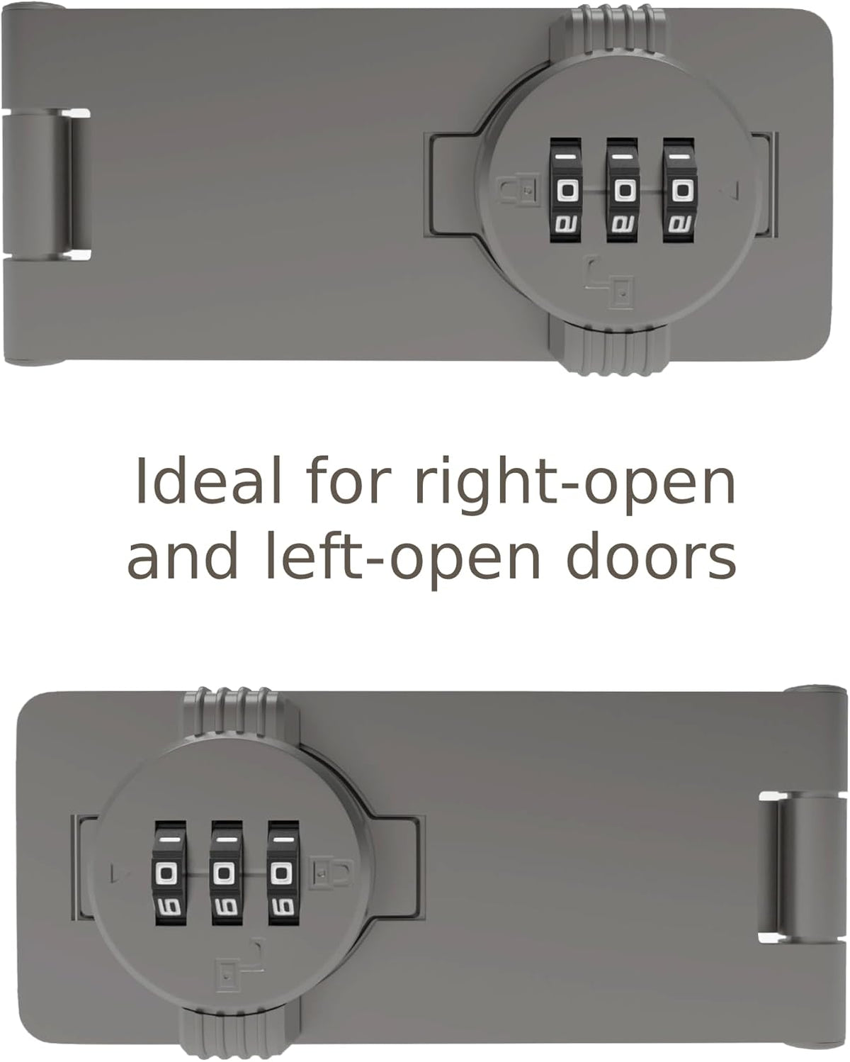 Keyless Combination Lock – 3-Digit Combination Lock for Cabinet Doors – Twist Knob Hasp Latch Lock with Password Code – Zinc Alloy Cabinet Door Latch for Kitchen Drawers, Cabinets, Cupboard (Grey)