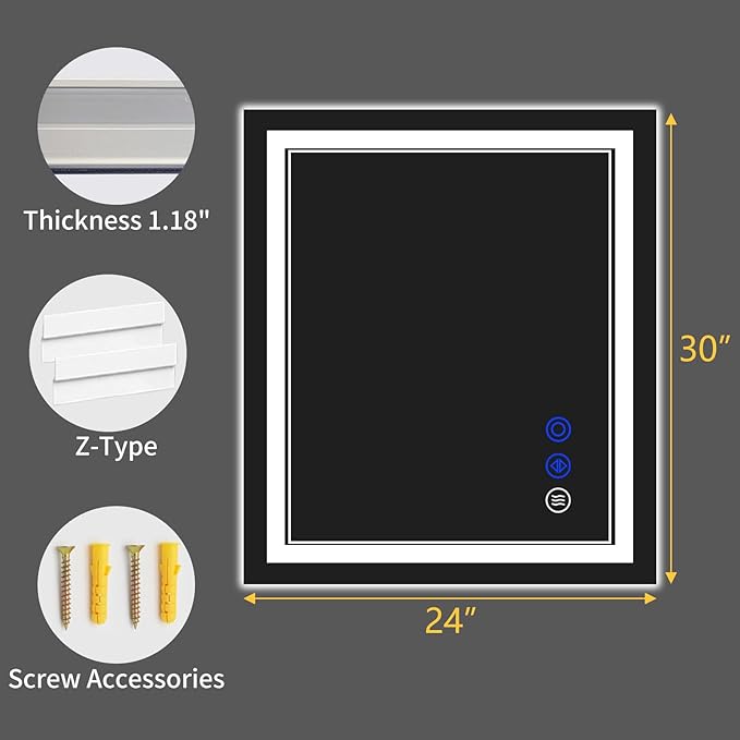 30"x24" LED Bathroom Mirror