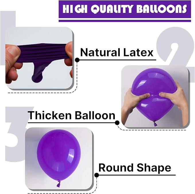 PartyWoo Dark Purple Balloons 101pcs 12 Inch Royal Purple Latex Helium Balloons for Birthday Baby Shower Graduation Anniversary Bachelorette Princess Butterfly Themed Party Decorations Purple-Y16