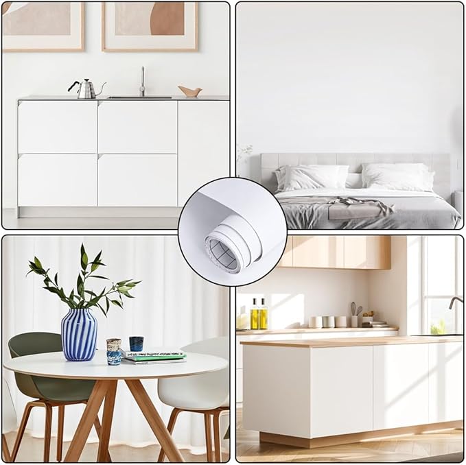 Arthome 17''x78.7'' White Contact Paper, Self Adhesive Wallpaper Waterproof