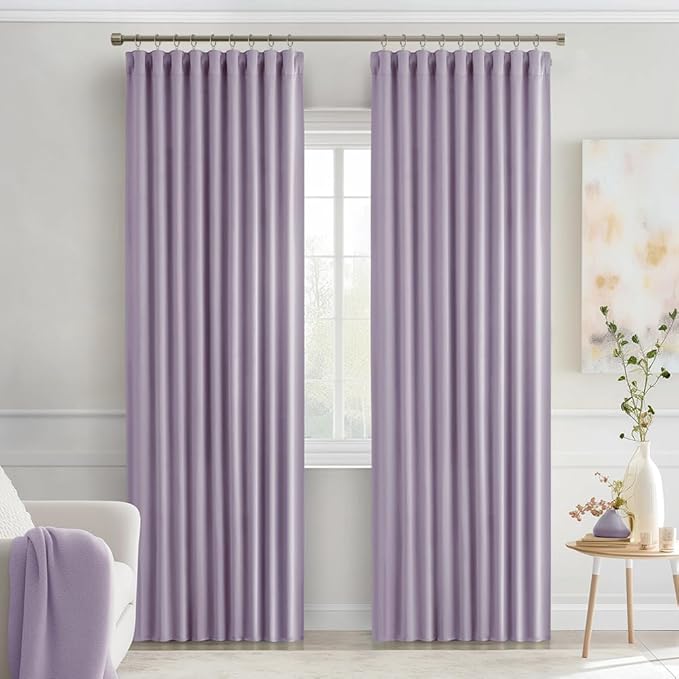 MIULEE Lilac Back Tab Blackout Curtains 72 Inches Long 2 Panels Set