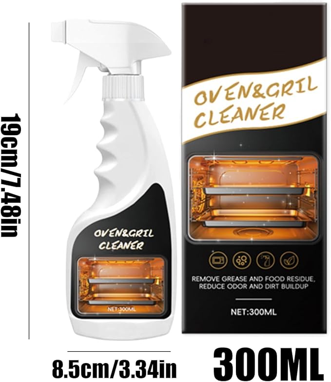 300ml Oven And Grill Cleaner Heavy Duty,Grill Degreaser For Outdoor Grill,Powerful Grease/Carbon/Odor Remover,No Harsh Scrubbing,Multi-Surface Safe,Kitchen Cooking Tools (1, 300ml)
