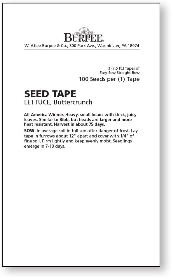 Burpee Buttercrunch Lettuce Seed Tape 100 per tape