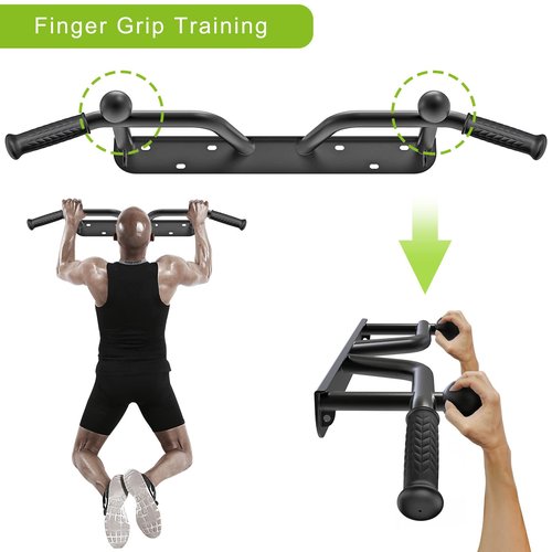 SELEWARE Heavy Duty Wall Mounted Doorway Pull Up Bar Fully Welded Multifunctional Chin Up Bar with Resistance Band Hooks & Ball Finger Training, 500LB Capacity Support Beam or Joist Mount
