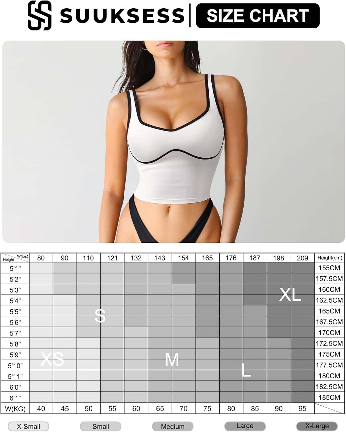 SUUKSESS Sports Bra - Sweetheart Neckline Padded Workout Crop Top for Women | Comfortable Fit
