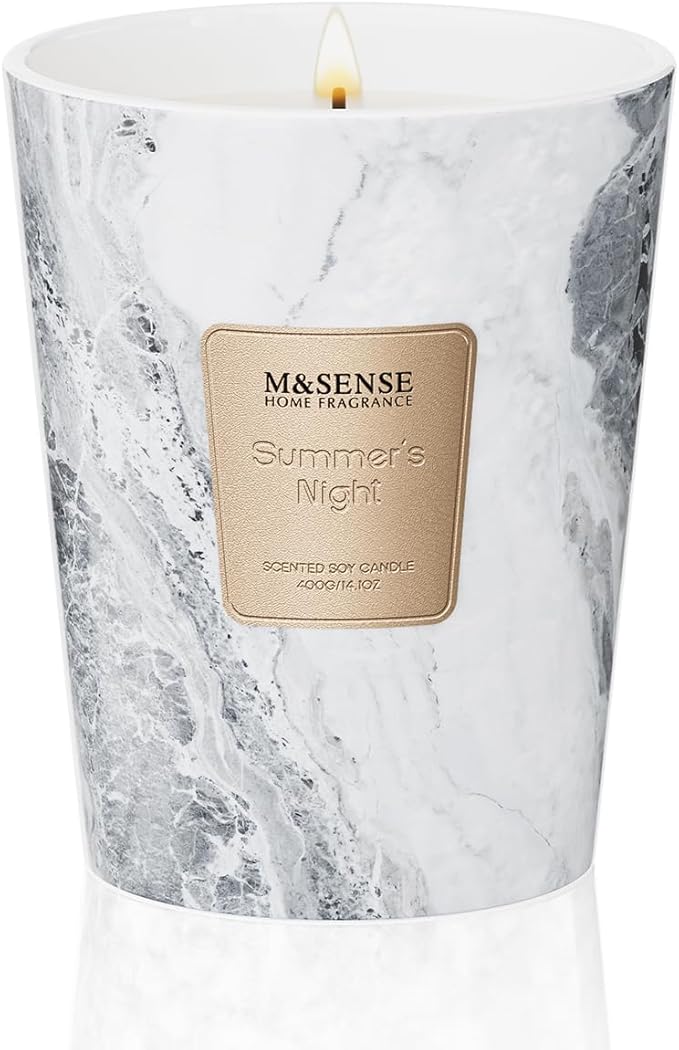 M&SENSE Summer Night Scented Candles for Home, Lead-Free Wick Highly Scented Jar Candles, 14.1 Oz 80 Hours Lasting Burning Candles Gifts for Women, Relaxing Aromatherapy Candle for Stress Relief