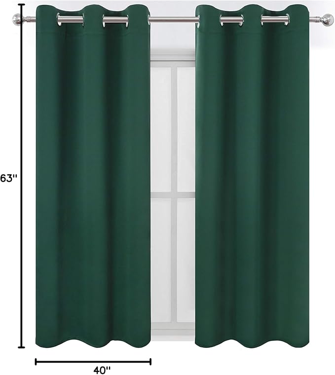 LEMOMO Green Blackout Curtains 40 x 63 Inch Length/Set of 2 Curtain