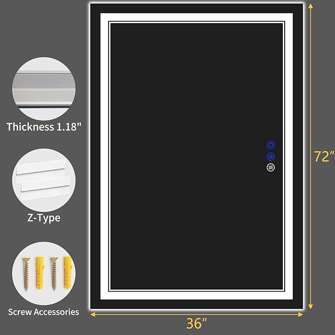 72"x36" LED Bathroom Mirror