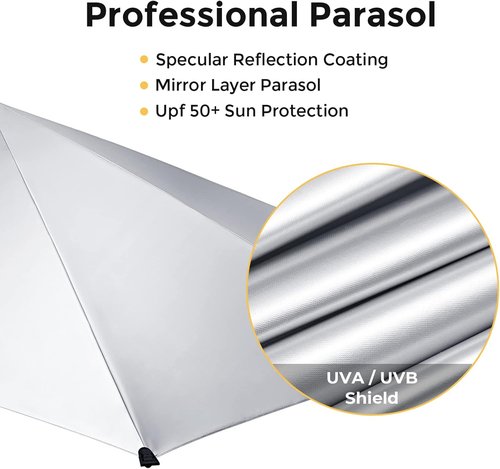 G4Free Height Adjustable Umbrella - UPF 50+ Protection for Beach Chairs, Golf Carts, & More | Blue