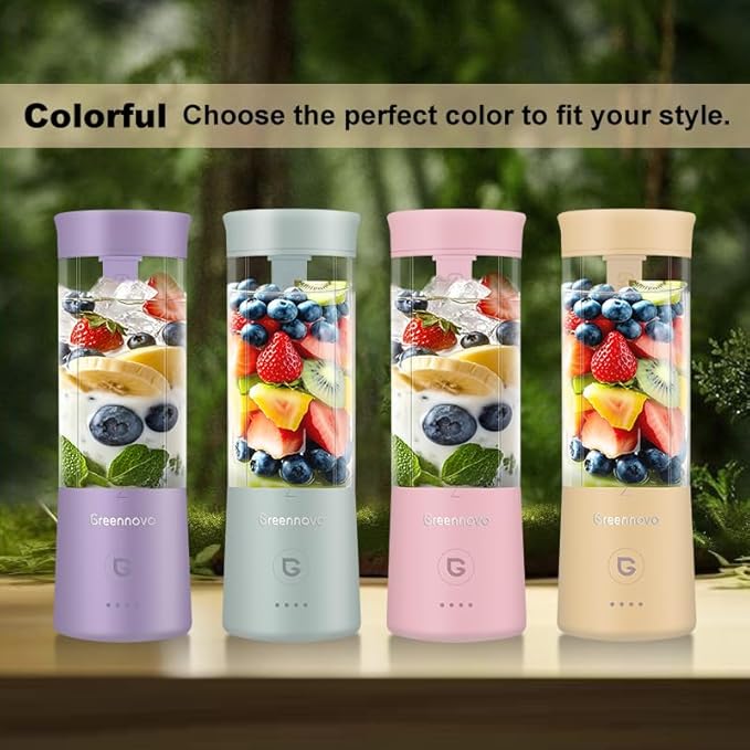 Portable Blender 500ml Personal with 6 Sharp Blades Rechargeable 5000mAh 18000-22000rpm Power for Shakes & Smoothies, BPA Free, for Kitchen, Office, Gym, Hiking (pink)