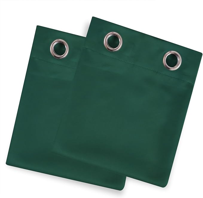LEMOMO Blackout Curtains 66 x 54 Inch Long Dark Green Curtains Set of 2 Panels