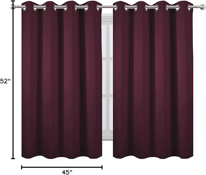 LEMOMO Blackout Curtains 52 x 45 inch/Burgundy Red Curtains Set of 2