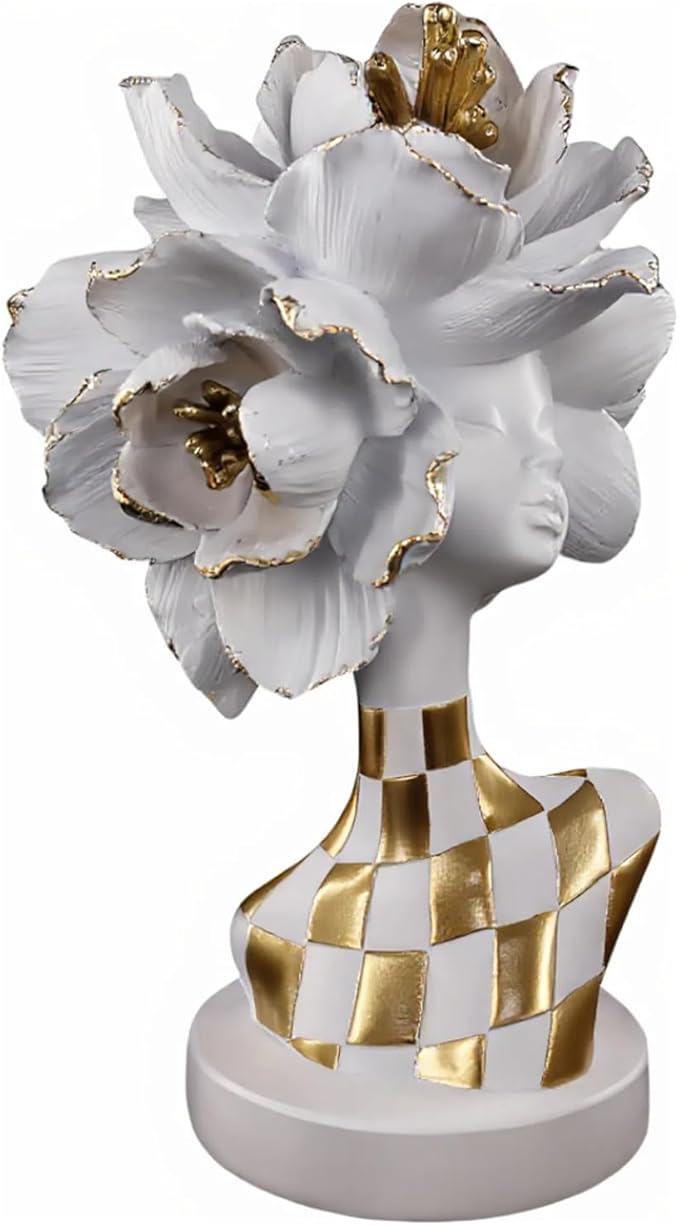 African Statues for Home Decor, Sculptures Decorations for Living Room, 11'' African Lady Art Bust Figurines, African Modern Aesthetic Ornament for Shelf and Tables, Décor Accents Gifts for Women
