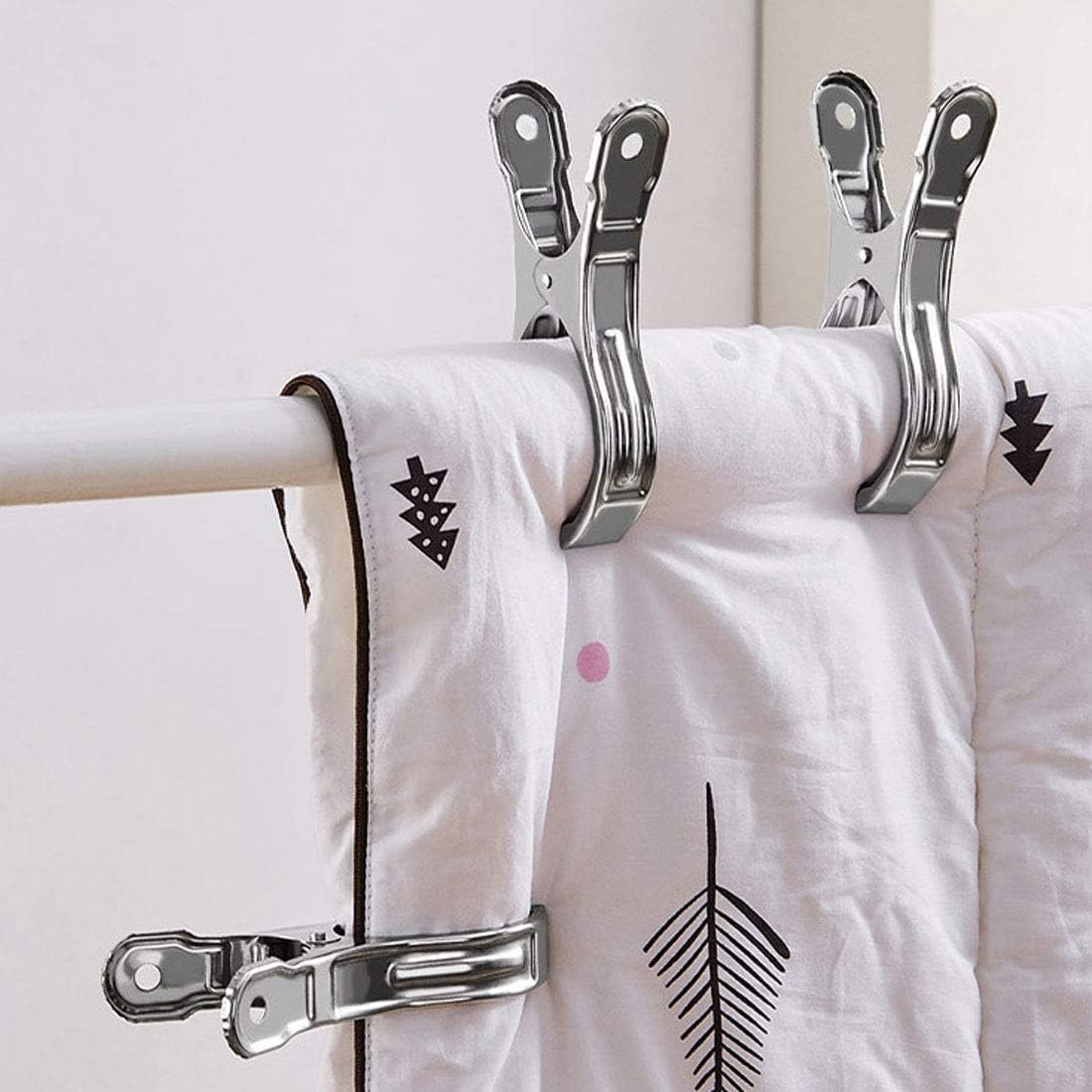 Large Heavy Duty Metal Clothespins 6 Packs Stainless Steel Clothespin,Big Beach Chair Towel Clips,Clamp for Quilt,Outdoor Light Clips