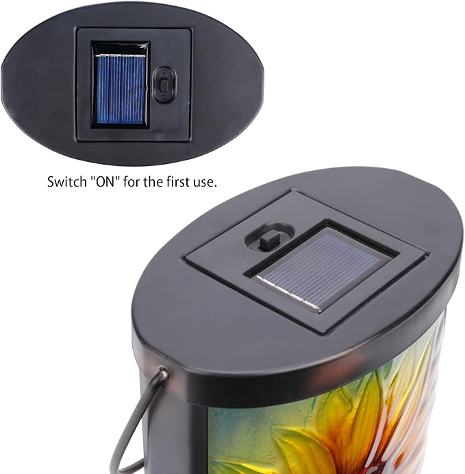 Hanging Solar Lantern Outdoor Waterproof LED Solar Lights Sunflower Decorative Solar Lanterns Tabletop Lamp for Outdoor Patio Garden Yard Decor