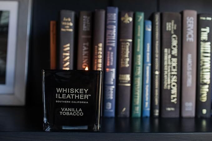 Whiskey & Leather Scented Candle - Speakeasy – Additional Scents and Sizes – 100% Cotton Lead-Free Wick - Luxury Air Freshening Jar Candles - Perfect Home Decor – 16oz