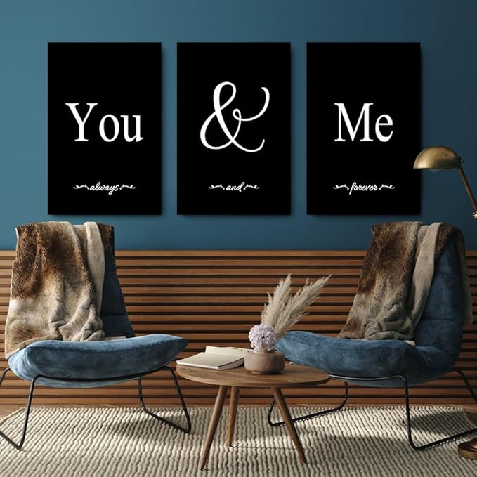GUBIYU Set of 3 Framed Farmhouse You and Me Wall Art