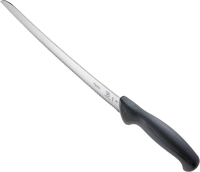 Mercer Culinary M23880 Millennia Black Handle, 10-Inch Curved Wavy Edge, Bread Knife