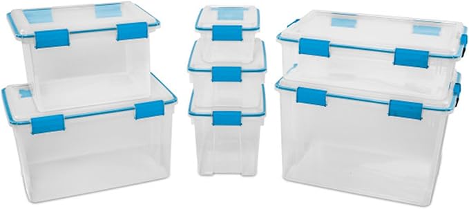 Sterilite 18-Pack Gasket Box, Weather-Resistant Storage Bins with Latching Lids, 20 Quart - Heavy-Duty Organizing Containers for Closet, Bathroom, and Office