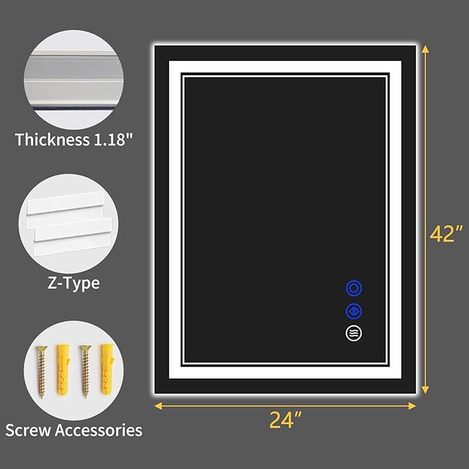 42"x24" LED Bathroom Mirror