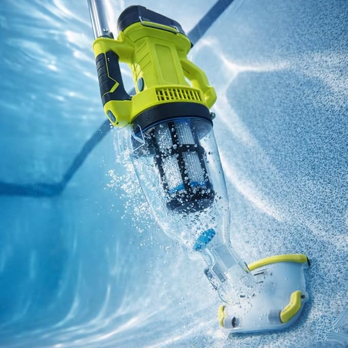 New! 18V Cordless Handheld Pool Vacuum Cleaner with Floor Head PCL780 (Tool Only) – Leaf & Fine Debris Pickup, Clear Canister, Quick-Release Filter, Lightweight – Compatible with Ryobi Tools
