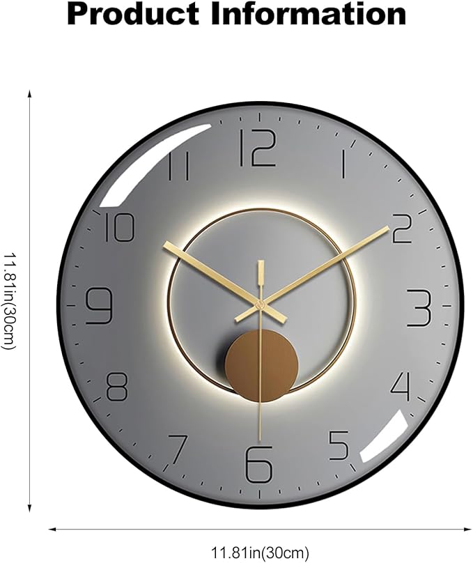 Ergocar Art Deco Silent Wall Clock