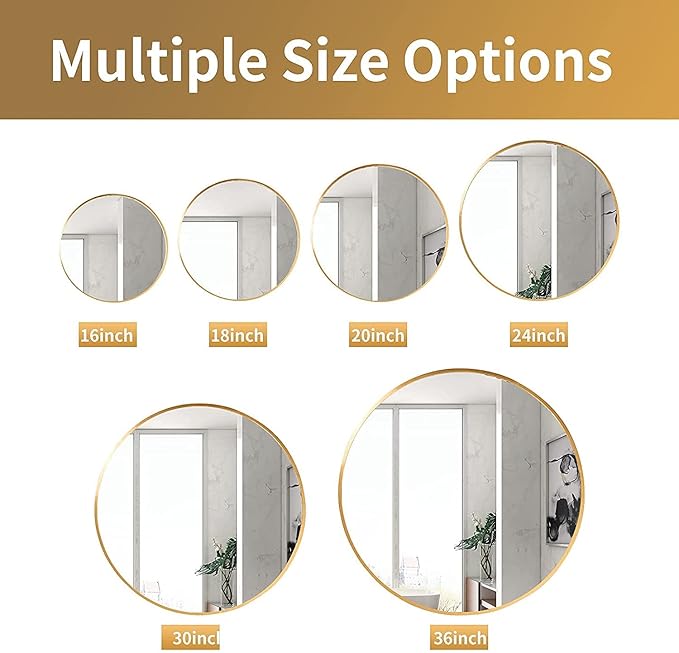 HARRITPURE Round Mirror 19.6" Gold Wall Mounted Circle Mirror