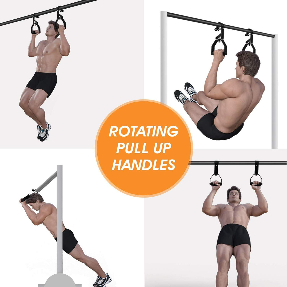 Yes4All Rotating Pull Up Handles for Pull Up Bar/Pull Up Grips/Barbell handles with Non-Slip & Foam Pad Grips - Twist Motion for Strength Training Workout