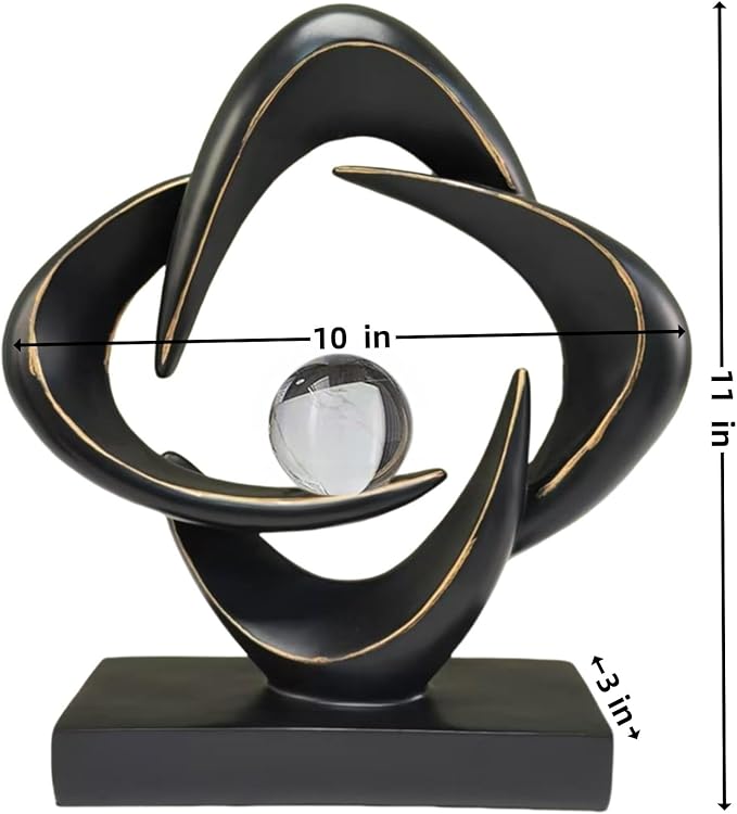 Modern Home Decor Abstract Decorative Sculpture Decorations for Living Room Dining Room Office, Resin Art Statues Coffee Table Bookshelf Decor Accents (Black)