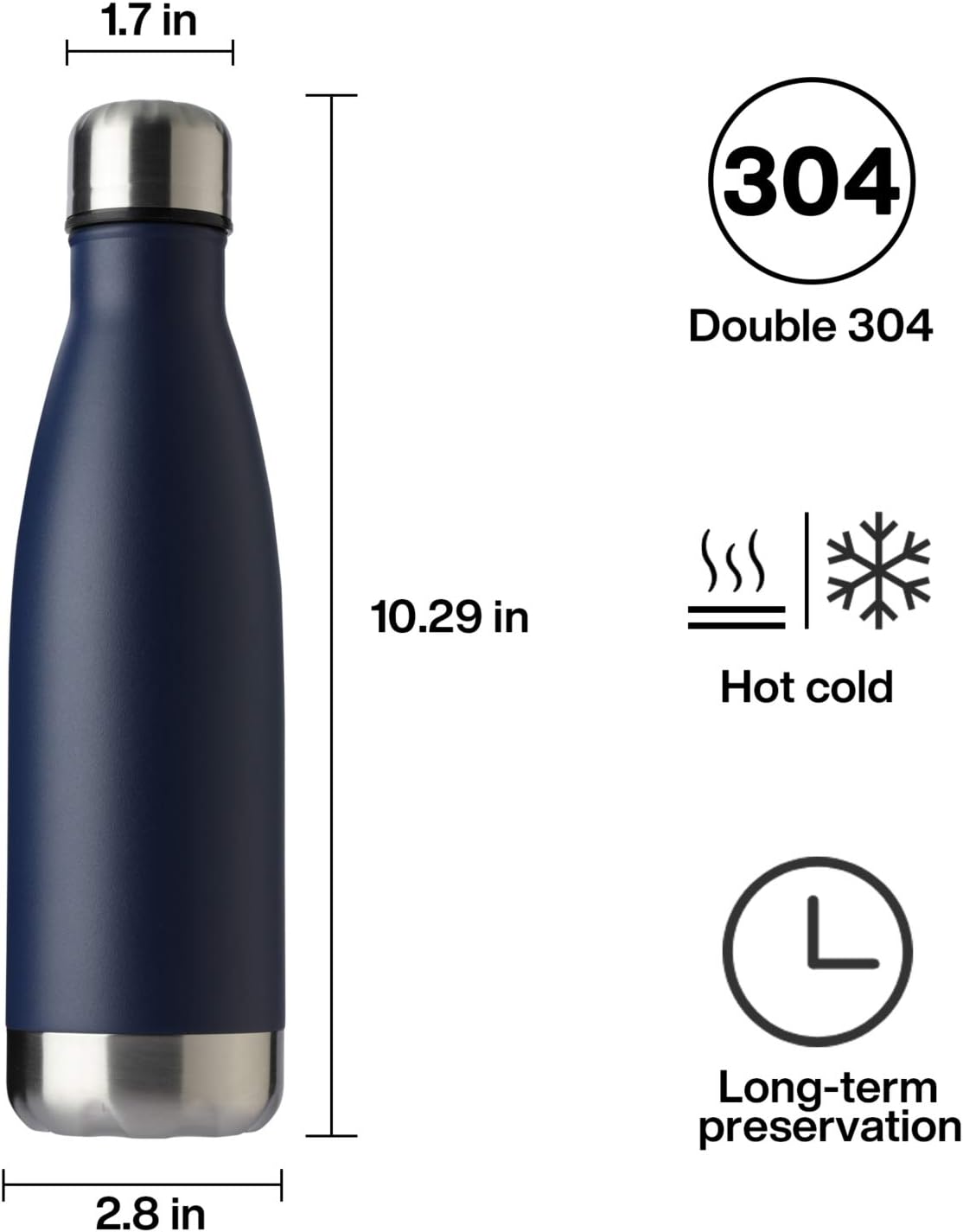 MEWAY 17oz Sport Water Bottle Vacuum Insulated Stainless Steel Leak-Proof Double Wall Cola Shape Water Bottle,Keep Drinks Hot & Cold(Navy,1 Pack)