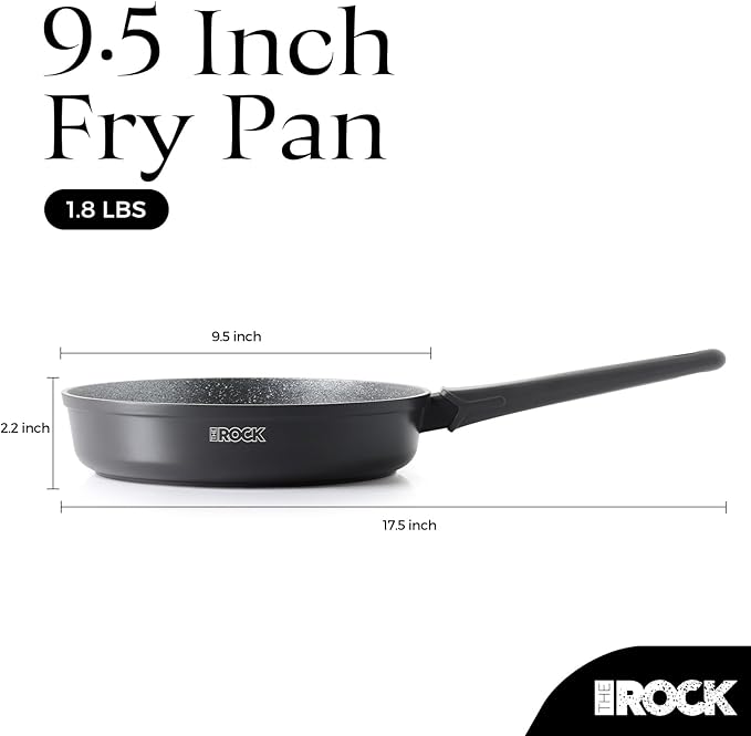 THE ROCK SOHO 9.5-Inch Non Stick Frying Pan – Nothing Sticks, Never Warps, Lasts Longer, Healthy Skillet with Heat-Resistant Handle, PFOA Free, Oven & Dishwasher Safe, Black